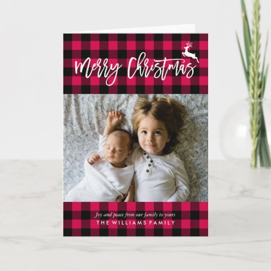 Kariertes Foto Feiertagskarte (Vorderseite)