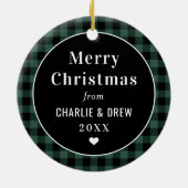 Kariertes Foto für  Ferien in Rot und Schwarz Buff Keramik Ornament (Hinten)