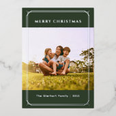 Kariertes Foto Geometrisches Weihnachtssilber Folien Feiertagskarte (Vorderseite)