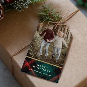 Kariertes Foto Geschenkanhänger