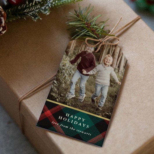 Kariertes Foto Geschenkanhänger