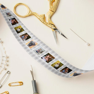 Kariertes Foto "Grau & White Buffalo" Satinband