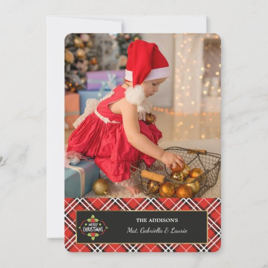 Kariertes Foto Grußkarte für den Urlaub Einladung (Vorderseite)