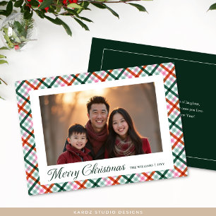 Kariertes Foto Moderne Weihnachtskarte Feiertagskarte