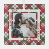 Kariertes Foto Ornament Aus Glas (Vorderseite)