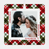 Kariertes Foto Ornament Aus Metall (Vorderseite)