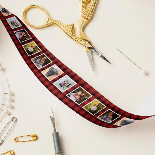 Kariertes Foto Red & Black Buffalo Satinband