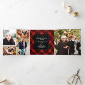 Kariertes Foto Red Tartan Dreifach Gefaltete Urlaubskarte (Innenseite)