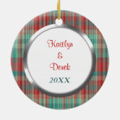 Kariertes Foto-Template für Weihnachten Keramik Ornament (Hinten)