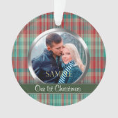 Kariertes Foto-Template für Weihnachten Ornament (Vorderseite)