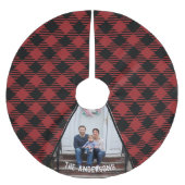 Kariertes Foto Weihnachten Polyester Weihnachtsbaumdecke (Vorderseite)