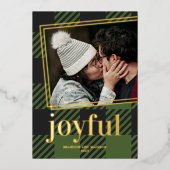 Kariertes freudiges Foto Folien Feiertagskarte (Vorderseite)