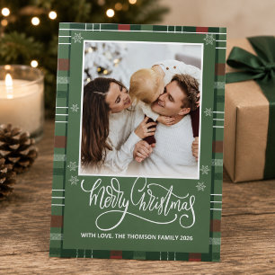 Kariertes Frohe Weihnachten Overlay Foto Weiß Schr