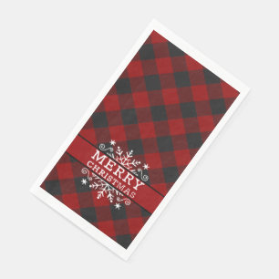 Kariertes Frohe Weihnachten Schneeflocke Serviette