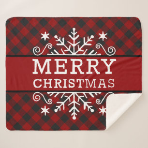 Kariertes Frohe Weihnachten Schneeflocke Sherpadecke
