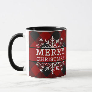 Kariertes Frohe Weihnachten Schneeflocke Tasse