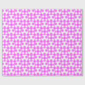 Kariertes Fußball-Muster in Weiß und Rosa Geschenkpapier (Flach)