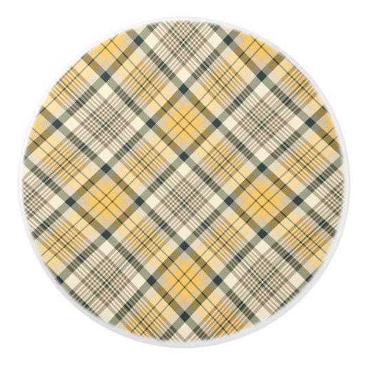 Kariertes Gelb und Navy Blue Keramikknauf (Vorderseite)