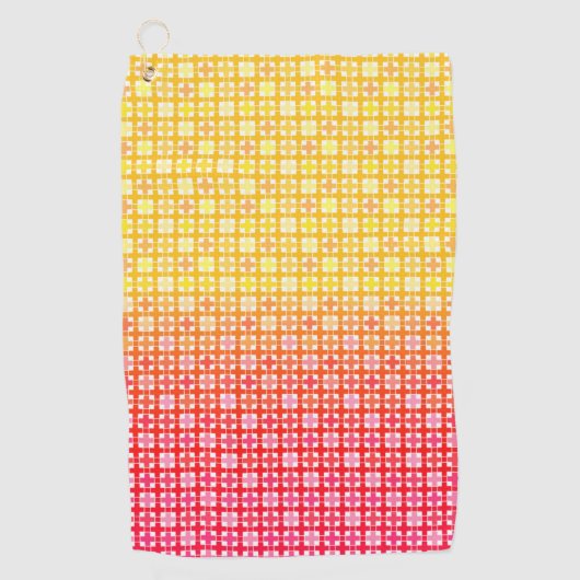 Kariertes gelbes Farbverlauf Golfhandtuch (Vorderseite)