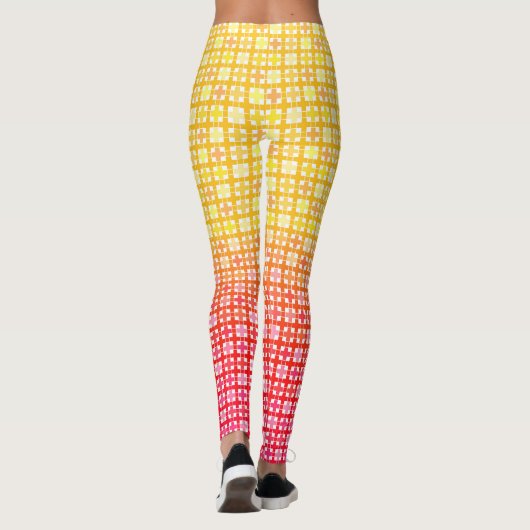 Kariertes gelbes Farbverlauf Leggings (Rückseite)