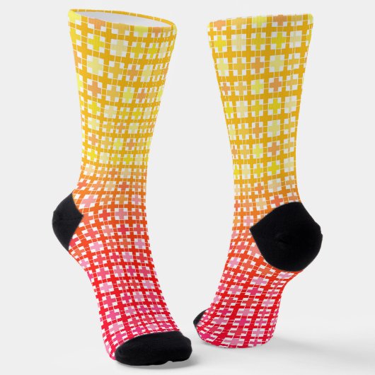 Kariertes gelbes Farbverlauf Socken (Gewinkelt)