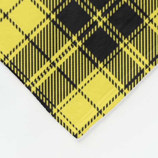 Kariertes gelbes Schwarzes Tartan-Muster Fleecedecke (Ecke)