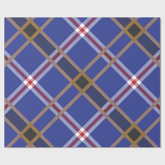 Kariertes geometrisches Muster in Blau, Rot und We Geschenkpapier (Flach)