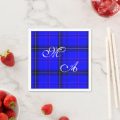 Kariertes Gewebe aus Scottish Blue Tartan mit Mono Serviette (Beispiel)