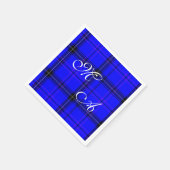 Kariertes Gewebe aus Scottish Blue Tartan mit Mono Serviette (Ecke)