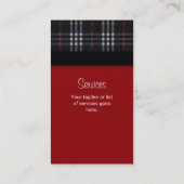 Kariertes Gewebe-Geschäfts-Karten-Schwarzes Visitenkarte (Rückseite)