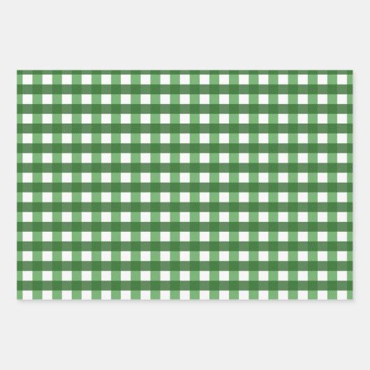 Kariertes Gingham-Gittermuster, traditionell grün, Geschenkpapier Set (Vorderseite 2)