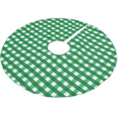 Kariertes Gingham-Gittermuster, traditionell grün, Polyester Weihnachtsbaumdecke (Schrägansicht)