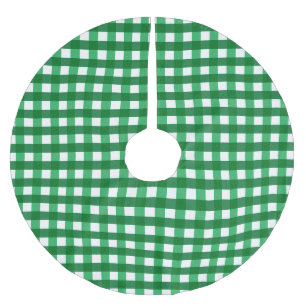 Kariertes Gingham-Gittermuster, traditionell grün, Polyester Weihnachtsbaumdecke