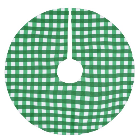 Kariertes Gingham-Gittermuster, traditionell grün, Polyester Weihnachtsbaumdecke (Vorderseite)