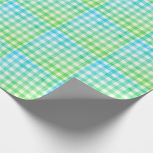 Kariertes Gingham Limettengrün Blau Modern Einfach Geschenkpapier