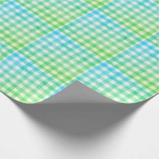 Kariertes Gingham Limettengrün Blau Modern Einfach Geschenkpapier