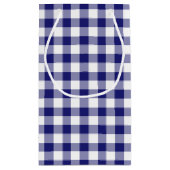 Kariertes Gingham-Muster (blau und weiß geprüft) Kleine Geschenktüte (Rückseite)