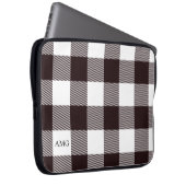 Kariertes Gingham-Muster für Schwarz-Weiß-Monogram Laptopschutzhülle (Vorne Rechts)