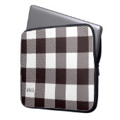 Kariertes Gingham-Muster für Schwarz-Weiß-Monogram Laptopschutzhülle (Vorderseite Links)