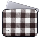 Kariertes Gingham-Muster für Schwarz-Weiß-Monogram Laptopschutzhülle (Vorderseite)