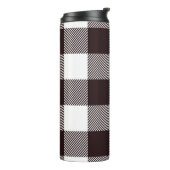 Kariertes Gingham-Muster für Schwarz-Weiß-Monogram Thermosbecher (Nach links gedreht)