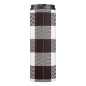 Kariertes Gingham-Muster für Schwarz-Weiß-Monogram Thermosbecher (Rückseite)