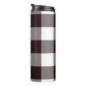 Kariertes Gingham-Muster für Schwarz-Weiß-Monogram Thermosbecher (Nach rechts gedreht)