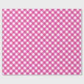 Kariertes Gingham-Muster in Pink Geschenkpapier (Flach)