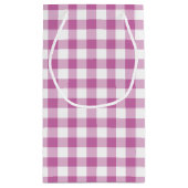Kariertes Gingham-Muster in Rosa und Weiß Kleine Geschenktüte (Rückseite)