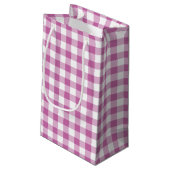 Kariertes Gingham-Muster in Rosa und Weiß Kleine Geschenktüte (Rückseite Schrägansicht)