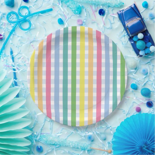 Kariertes Gingham-Party Pappteller (Party)