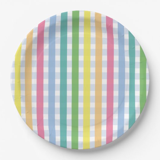 Kariertes Gingham-Party Pappteller (Vorderseite)
