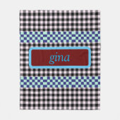 Kariertes Gingham Personalisiert Fleecedecke (Vorderseite)