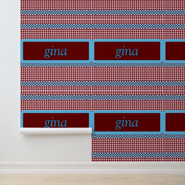 Kariertes Gingham Personalisiert Tapete (Anwendung)